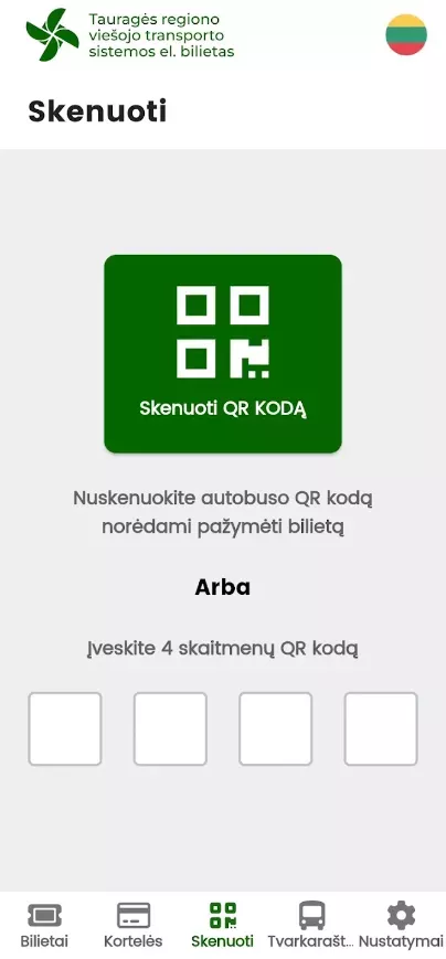 Mobilioji aplikacija „Skenuok ir važiuok“