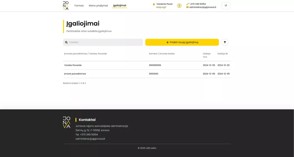 Jonava „Elektroninių paslaugų sistema“ tobulinimas