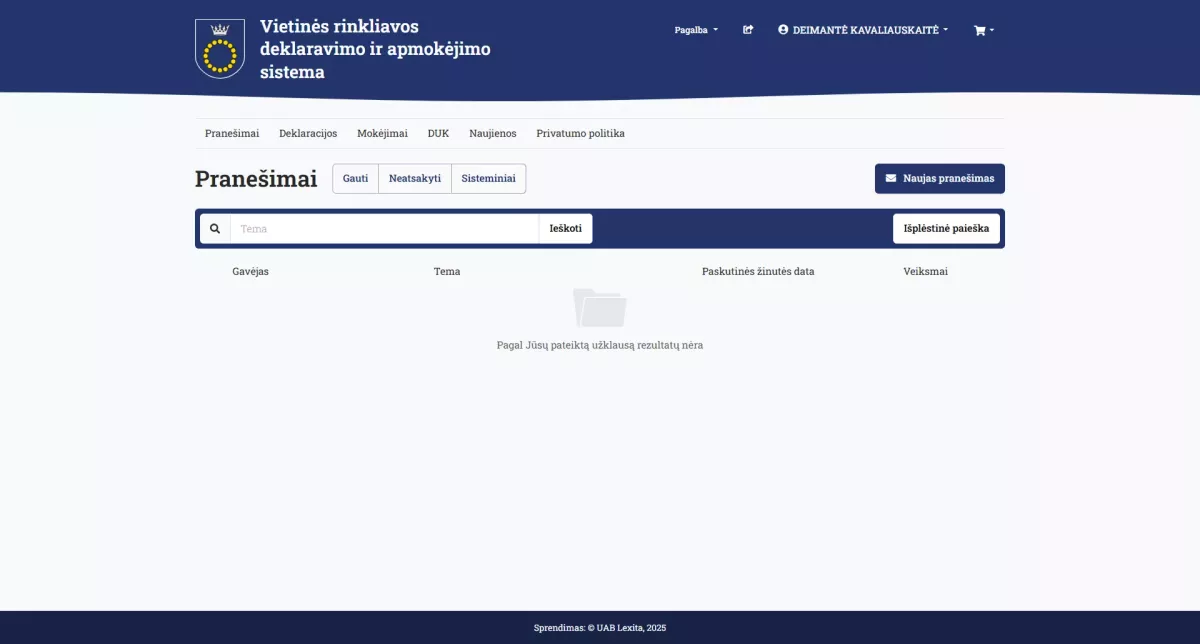 Vietinės rinkliavos deklaravimo ir apmokėjimo sistema Palangoje