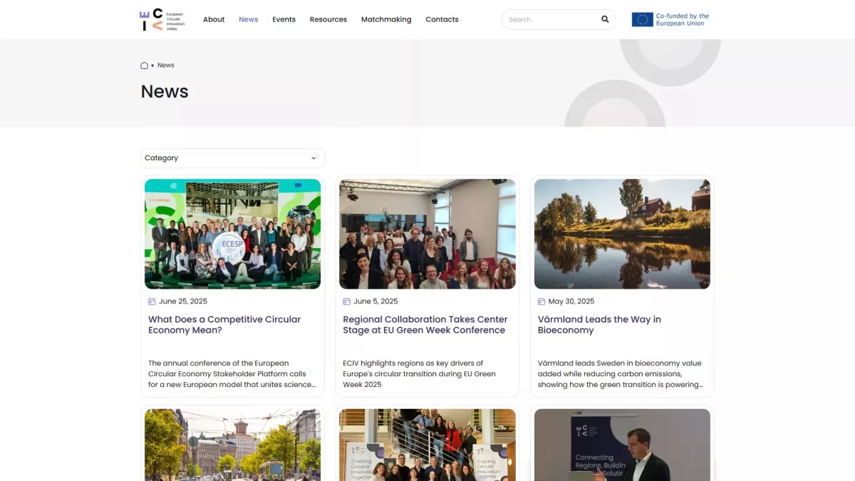 European Circular Economy Innovation Valley tinklalapis