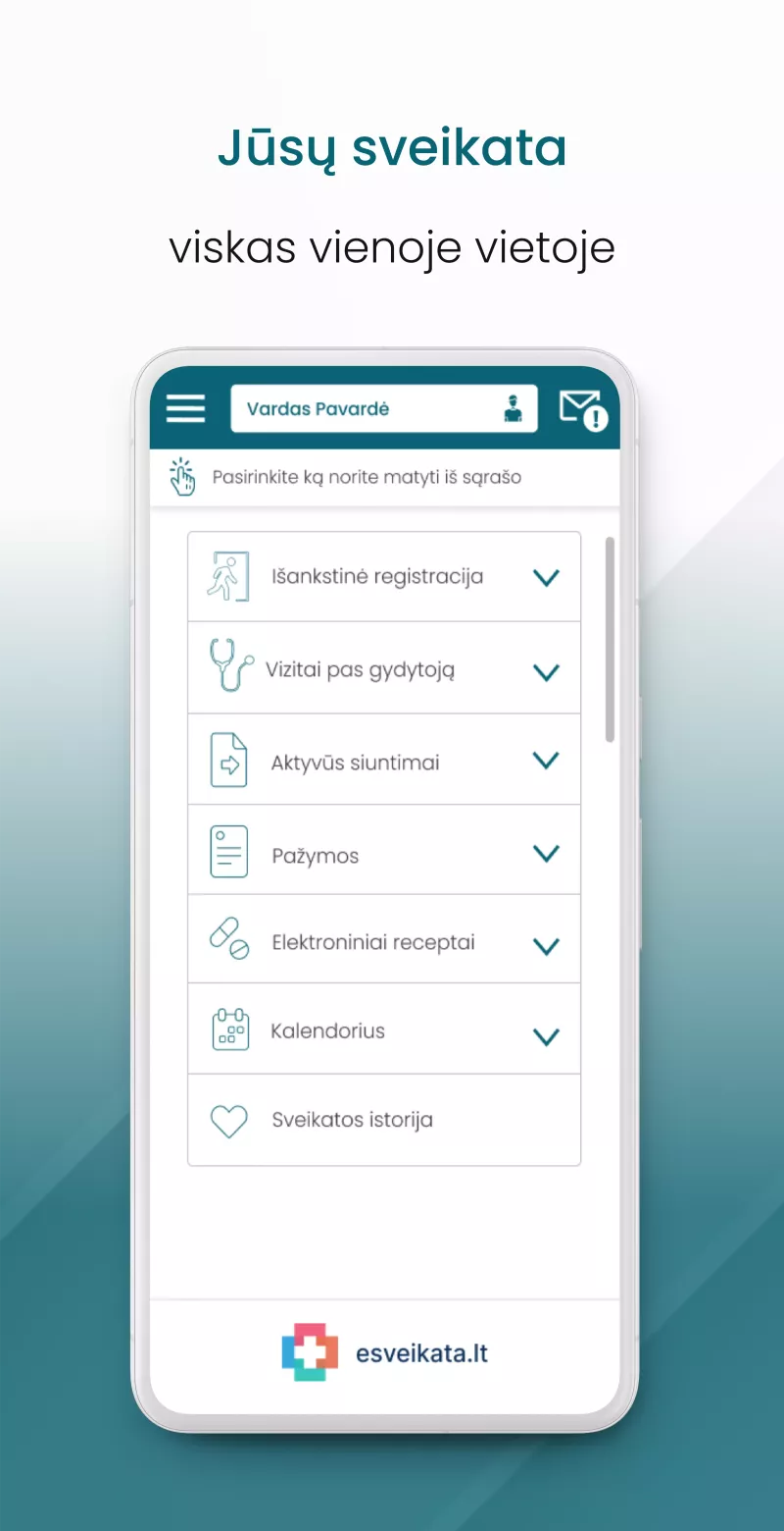 Mobilioji aplikacija „esveikata“