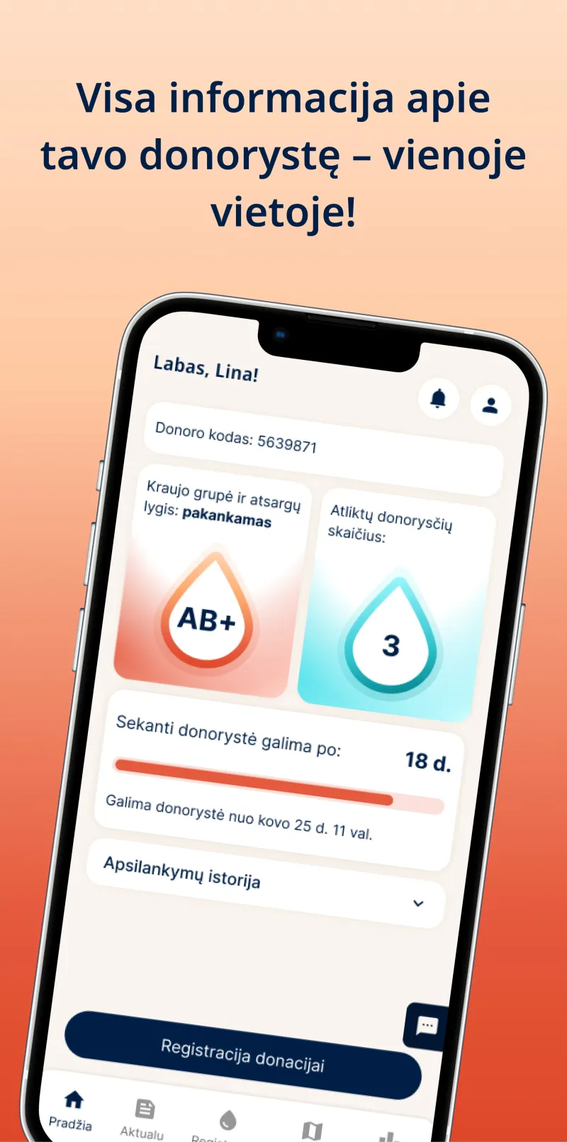 Mobile App – "Mano kraujas"