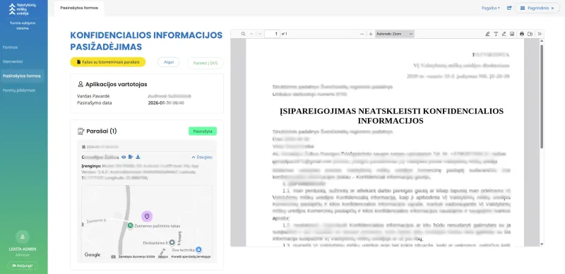 Elektroninių formų kūrimo ir pasirašymo sistema
